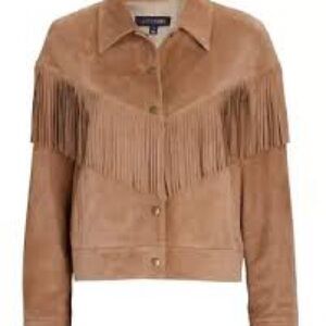 Intermix Brown Goat Suede Fringe Jacket